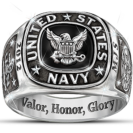 Navy Personalized Men's Ring