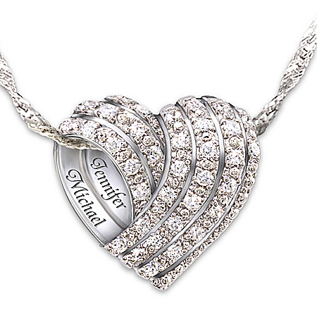 Personalized Silver Diamond Pendant Necklace: All My Love