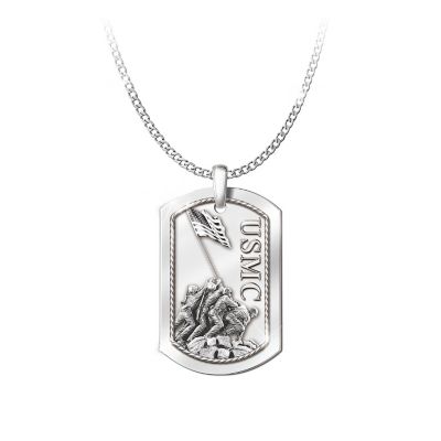 Men's Pendant And Necklace: Semper Fi Pendant Necklace