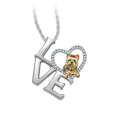 Pendant Necklace: Love Is A Yorkie