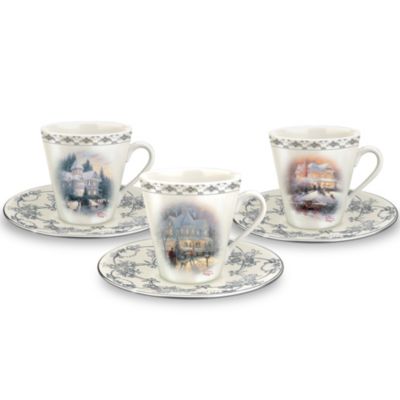 Thomas Kinkade Winter Elegance Teacup & Saucer Set