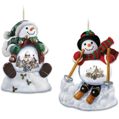 Ornament Set: Thomas Kinkade Bringing Good Cheer And Ringing In The Holidays Ornament Set