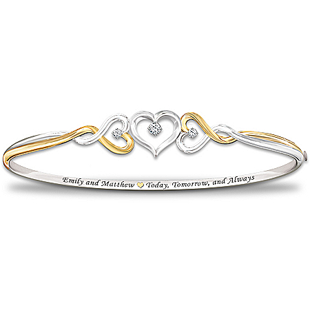 Personalized Diamond Bracelet: Two Hearts Become One