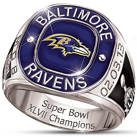 Personalized Champions Commemorative Mens Ring: Baltimore Ravens