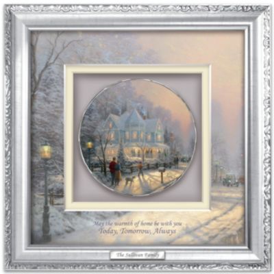 Thomas Kinkade Personalized Shadowbox Plate: Warm Winter Wishes