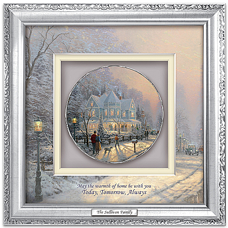 Thomas Kinkade Personalized Shadowbox Plate: Warm Winter Wishes