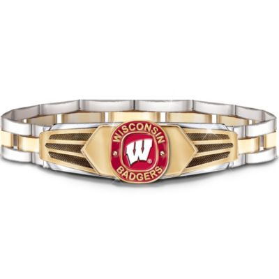 Wisconsin Badgers Stainless Steel Mens Bracelet