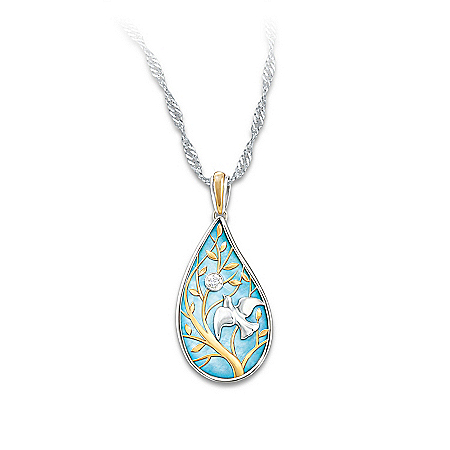 Women's Necklace: Wings Of Peace Diamond Pendant Necklace