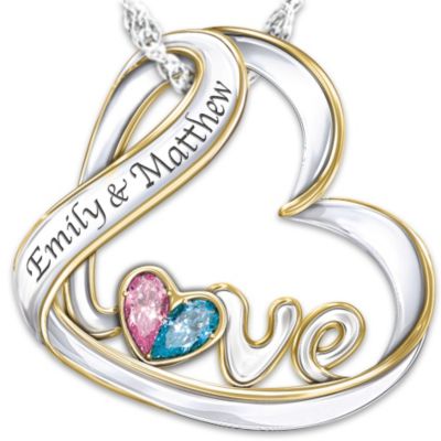 Personalized Birthstone Pendant Necklace: Love's Heart