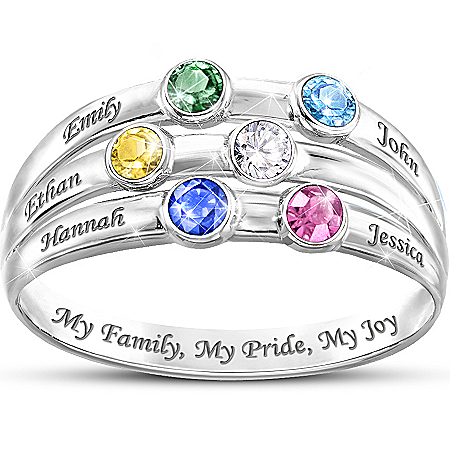 Personalized Birthstone Ring: My Family, My Pride, My Joy