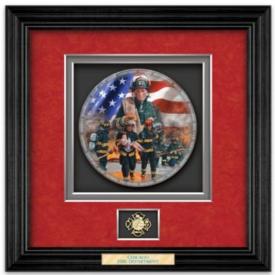 Personalized Shadowbox Firefighter Plate: Commitment To Courage