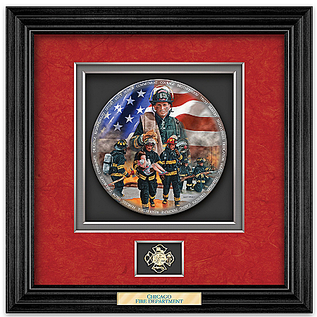 Personalized Shadowbox Firefighter Plate: Commitment To Courage