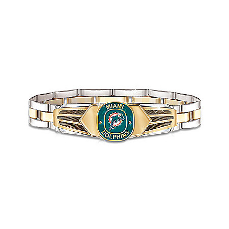 NFL Miami Dolphins Stainless Steel Mens Bracelet