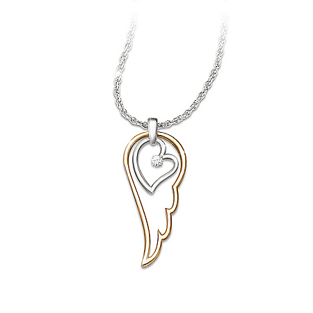 Granddaughter Diamond Pendant Necklace: Wings Of An Angel