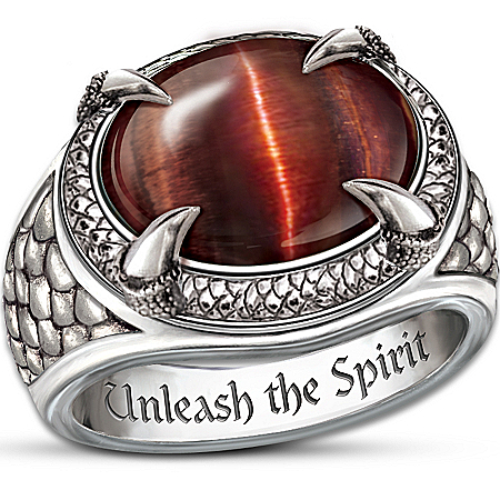 Mens Stainless Steel Ring: Dragon Eye