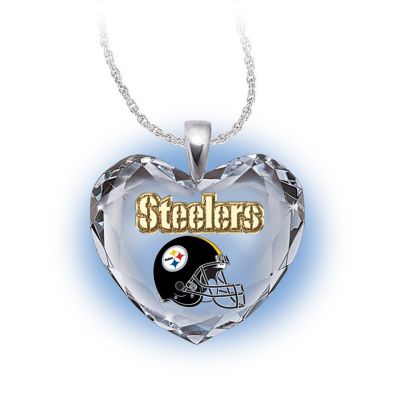 NFL Pittsburgh Steelers Crystal Heart Pendant: Go Steelers!