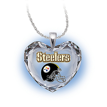 NFL Pittsburgh Steelers Crystal Heart Pendant: Go Steelers!