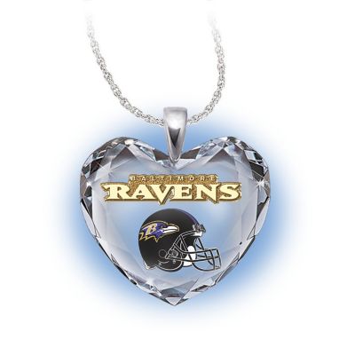 NFL Baltimore Ravens Crystal Heart Pendant: Go Ravens!