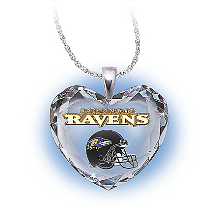 NFL Baltimore Ravens Crystal Heart Pendant: Go Ravens!