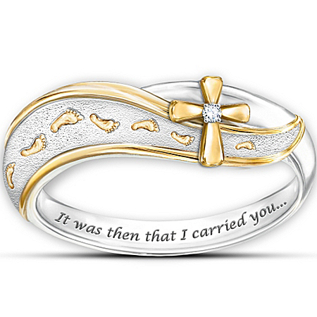 Ring: Footprints In The Sand Diamond Cross Ring