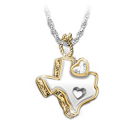White Topaz Pendant Necklace: Texas Girl At Heart