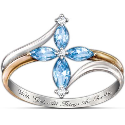 Women's Ring: The Trinity Blue Topaz And Diamond Ring