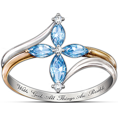Women's Ring: The Trinity Blue Topaz And Diamond Ring