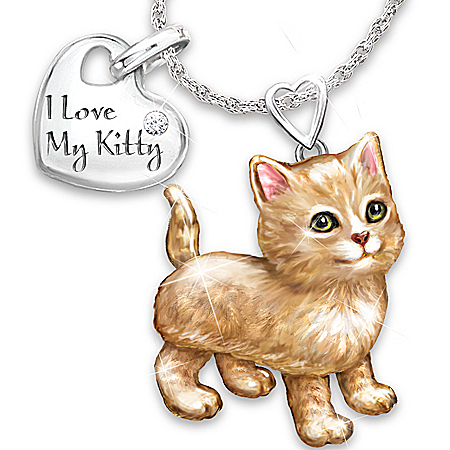 Women's Necklace: Frisky Kitty Diamond Pendant Necklace