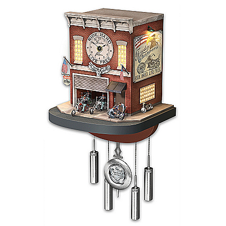 Cuckoo Clock: Freedom Choppers Motorcycle Garage Cuckoo Clock