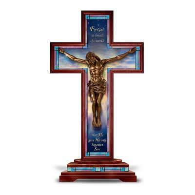 Sculpture: Behold Our Lord And Savior Cross Cold-Cast Bronze Sculpture