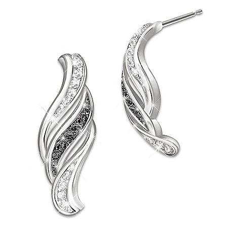 Midnight Serenade Black And White Diamond Silver Earrings