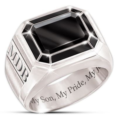 Ring: My Son, My Pride, My Joy Personalized Genuine Black Onyx Ring