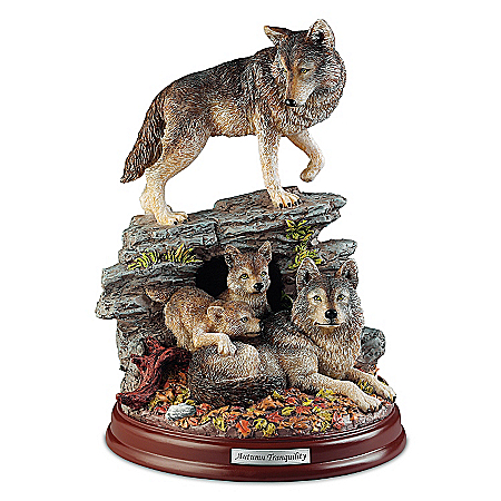 Sculpture: Autumn Tranquility Wolf Pack Sculpture