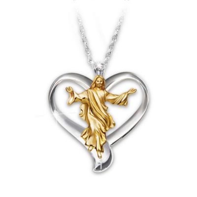 Necklace: Our Father Diamond Heart Pendant Necklace