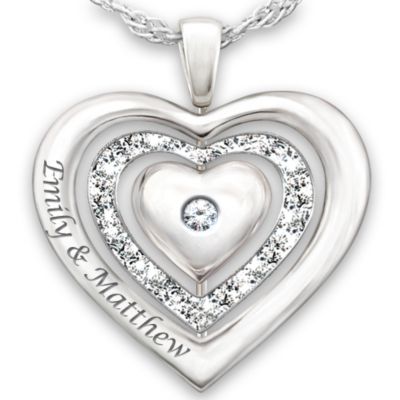 Women's Necklace: I Love You Personalized Diamond Pendant Necklace