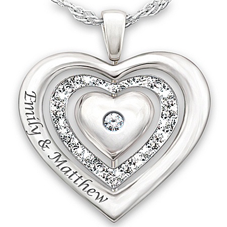 Women's Necklace: I Love You Personalized Diamond Pendant Necklace