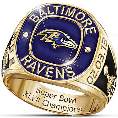 Personalized Men's Ring: Baltimore Ravens Super Bowl Champions