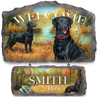 Wall Decor: Lovable Labradors Personalized Welcome Sign Wall Decor