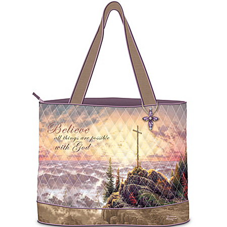 Thomas Kinkade Believe Quilted Tote Bag