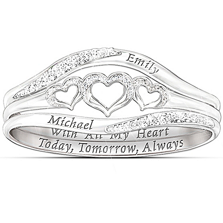 Women's Ring: With All My Heart Personalized Diamond Ring