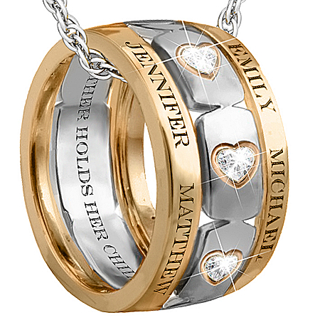 Women's Necklace: Mom's Forever Love Personalized Pendant Necklace