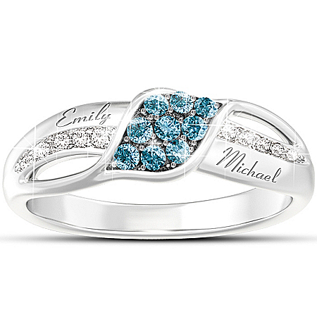 Women's Ring: Waves Of Love Personalized Diamond Ring
