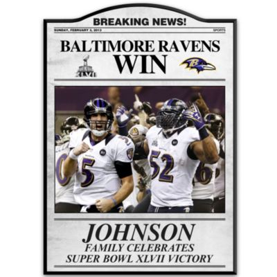 Personalized Commemorative Plaque: Baltimore Ravens Super Bowl XLVII Wall Decor