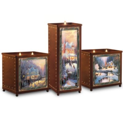 Candleholders: Thomas Kinkade A Warm Winter's Glow Candleholder Set