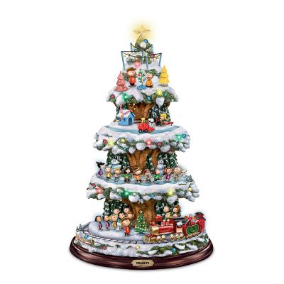A PEANUTS Christmas Rotating Tabletop Tree With Lights, Music And Motion