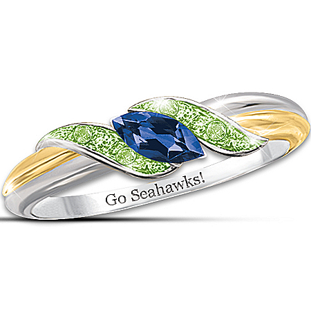 Ring: Sterling Silver 18K Gold-Plated Pride Of Seattle Sapphire And Peridot Ring
