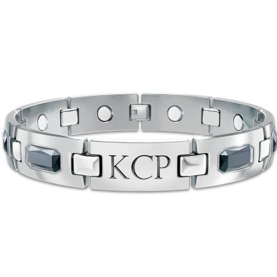 Optimum Personalized Mens Titanium Magnetic ID Bracelet