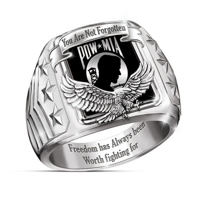 Never Forgotten POW-MIA Stainless Steel Mens Ring