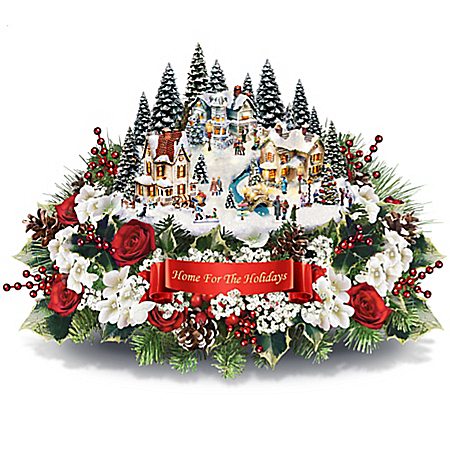 Thomas Kinkade Home For The Holidays Table Centerpiece