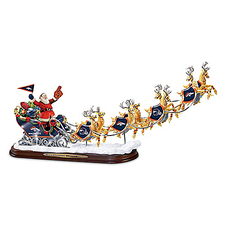 A Broncos Merry Christmas! Denver Broncos Santa Claus Sleigh Sculpture